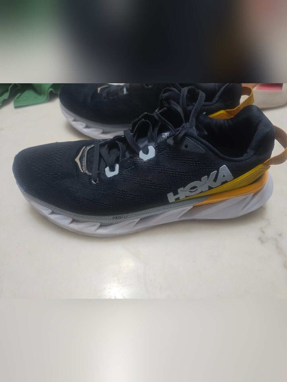 Hoka Men’s Black and Yellow Athletic Running Shoes